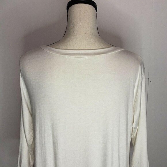 Entro Women’s Small Ivory Babydoll Ruffle Hem Top Rayon/Linen - Picture 6 of 6